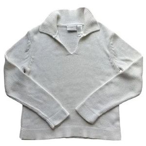 Liz Claiborne White Collared Sweater